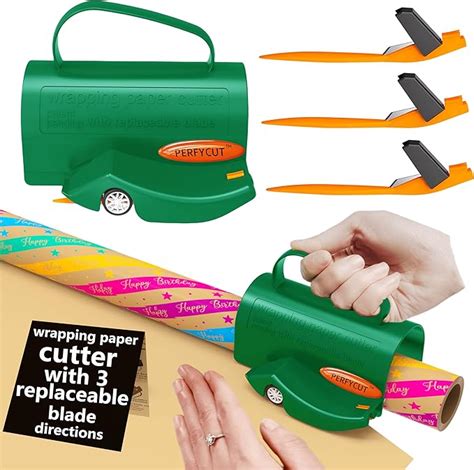 Wrapping Paper Roll Cutter Tool with 3 pcs Replaceable Blade Kit Gift Wrapping Paper Cutter for ...