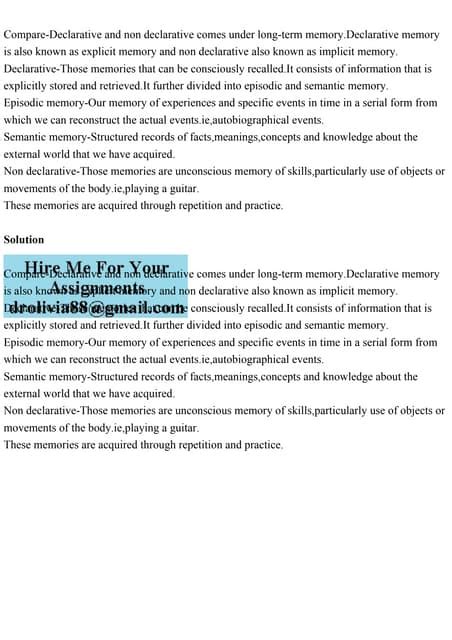 Image result for Declarative vs Non Declarative Memory