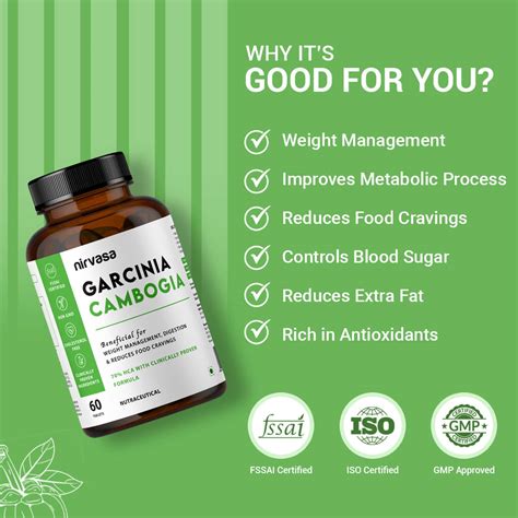Buy NIRVASA GARCINIA CAMBOGIA TABLETS | NATURAL STOMACH FAT BURNER ...