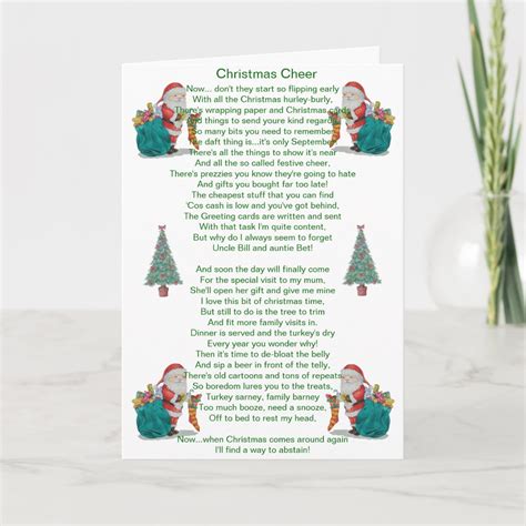 funny christmas poem santa and xmas tree card | Zazzle