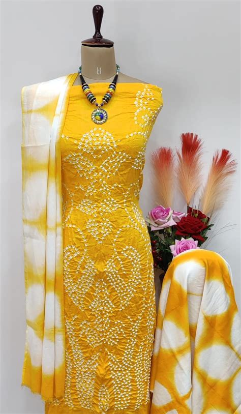 Cotton Satin Kutch Tye n Dye 3 pc Bandhani Salwar Material – Ethenika.com