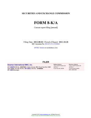 Fillable Online Dewmar International BMC, Inc. Form 8-K/A Current ...
