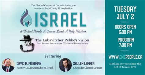 Israel - A United People. A Secure Land. A Holy Mission, Toronto Canada ...