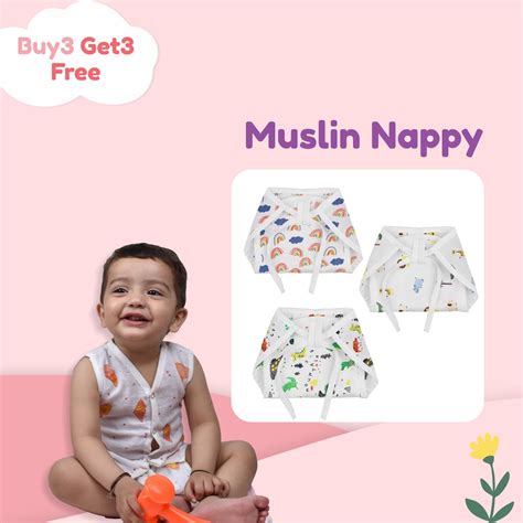 Baby Printed Muslin Nappies Buy 3 Get 3 Free – Moms Home