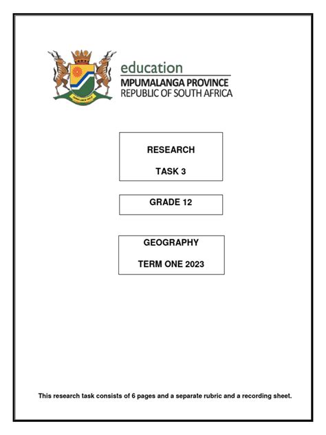 Image result for Geography Research Task for Grade 12