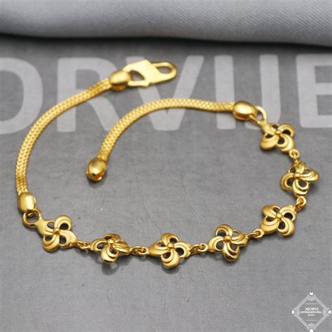 Fabulous 22k Yellow Gold Link Women Bracelet 7 inches Indian Handmade ...