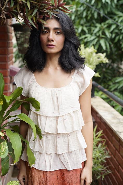 Ecru handwoven cotton jamdani top