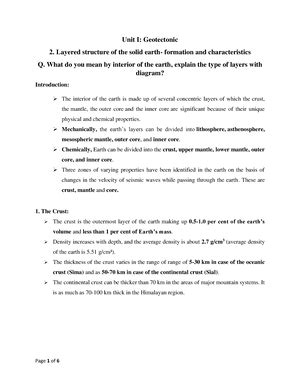 Interior of the earth - Unit I: Geotectonic 2. Layered structure of the ...