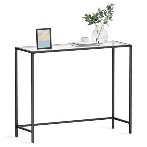 VASAGLE 39.4ââ‚¬Â Console Table, Tempered Glass Sofa Table, Modern ...