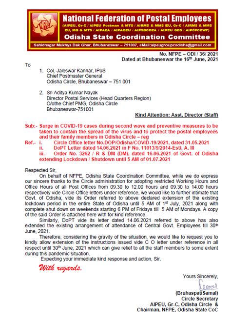 Change of Office Working hours in Odisha Circle due to Lockdown ...