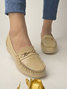SHOETOPIA Stylish Comfortable Upper Metalic Buckle Detailed Beige ...