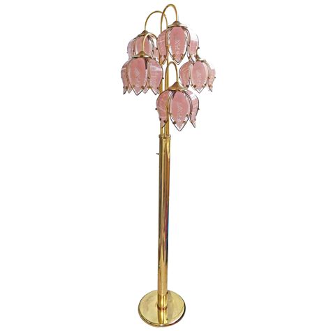 Hollywood Regency Brass Palm Tree and Glass Flower Bouquet Modernist ...