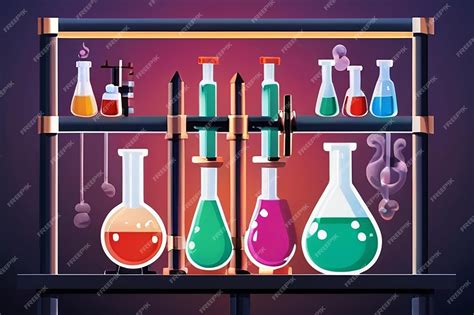Premium Photo | Chemistry Lab with Colorful Indicators Vector Bunsen Burners
