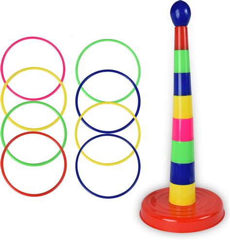 Buy WolVol 18 inch Brightly Colorful Quoits Ring Toss Game Set for Kids ...