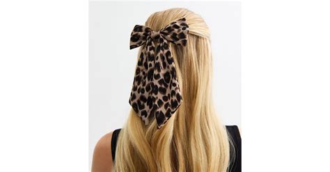Brown Leopard Print Satin Bow Hair Slide | New Look