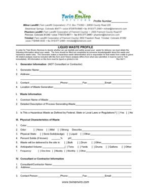 Fillable Online Liquid Waste Profile Form Fax Email Print - pdfFiller