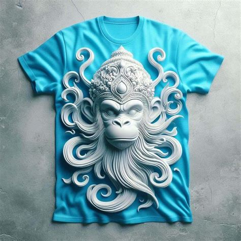 Hanuman Sky Blue Beautiful Tee - Strength and Devotion – Acquires