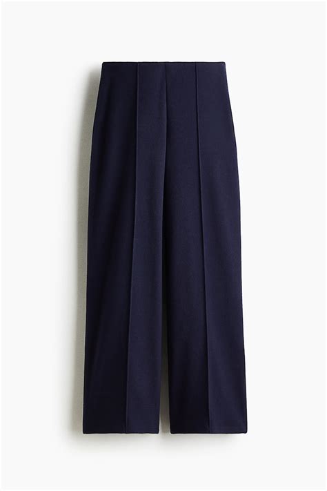 Crease-leg trousers - Navy blue - Ladies | H&M IN