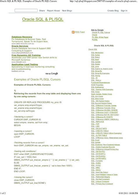 PLSQL Cursor Examples 的图像结果