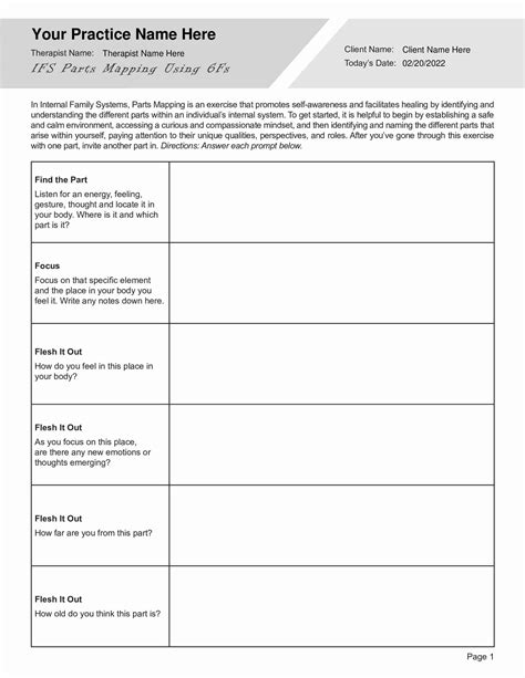 IFS Parts Mapping PDF Worksheet | TherapyByPro