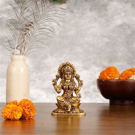 Buy Brass Superfine Ganesha Lakshmi Saraswati Idols Set - 5 Inch ...