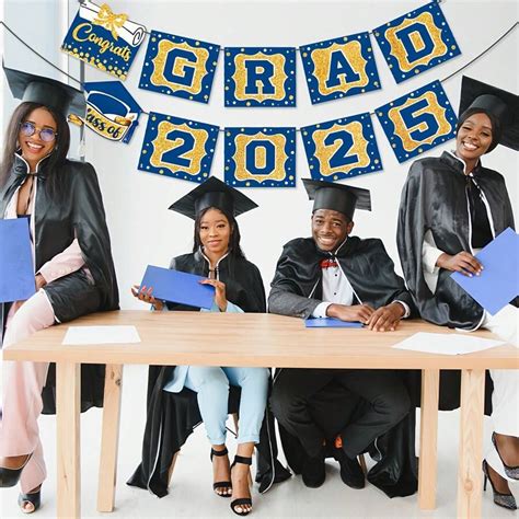 Abschluss Dekorationen Klasse von 2025 blau und gold Abschluss Banner ...