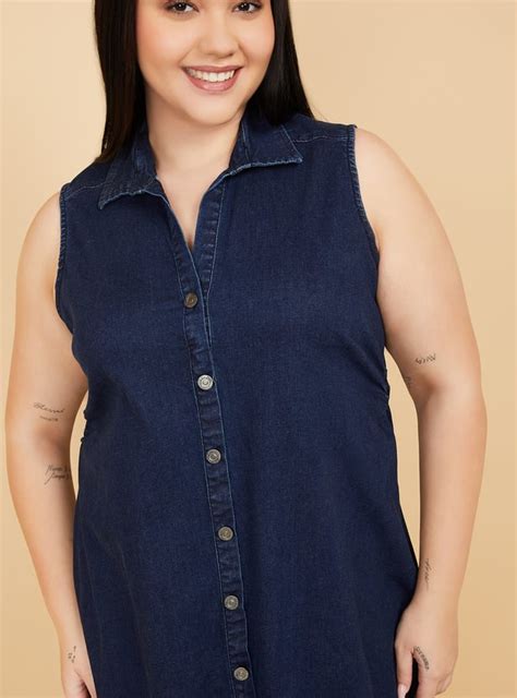 Buy Women Ruched Midi Denim Dress Online at just Rs. 1599.0 ...