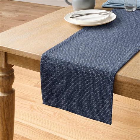 Navy Rustic Grid Table Runner, 14x72