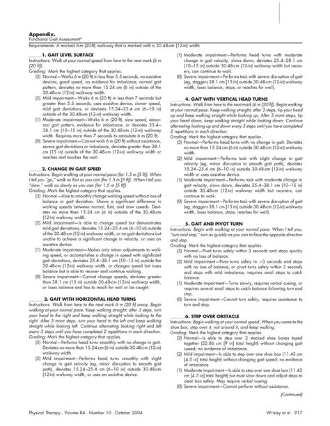 Funtional Gait Assesment - Appendix. Functional Gait Assessment a ...