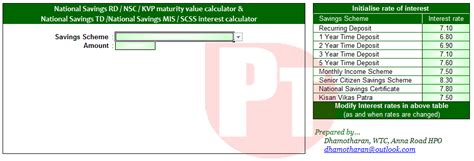 Postal Savings Interest Calculator Lite - as on 21.11.2017