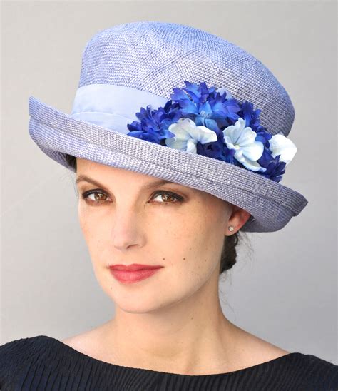 Women's Blue Hat, Ladies Blue Hat, Wedding Hat, Tea Party Hat, Garden ...