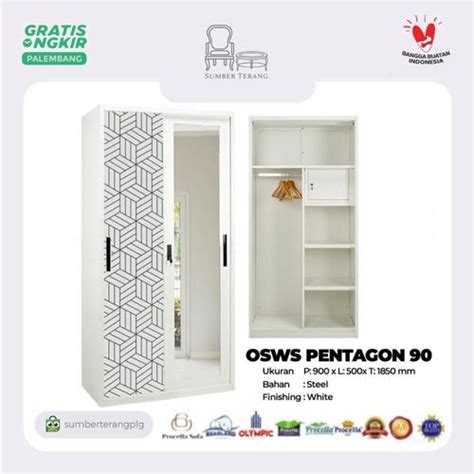 Jual Lemari Baju Pakaian Plat Besi 2 pintu Sliding Olympic OSWS ...