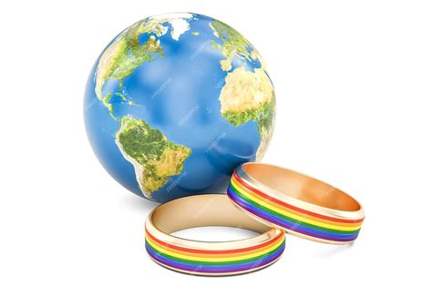 Premium Photo | Earth globe with LGBT rainbow rings 3D rendering