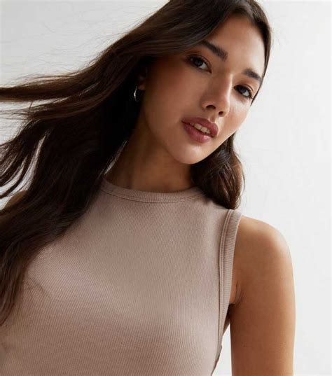 Mink Ribbed Jersey Vest | New Look