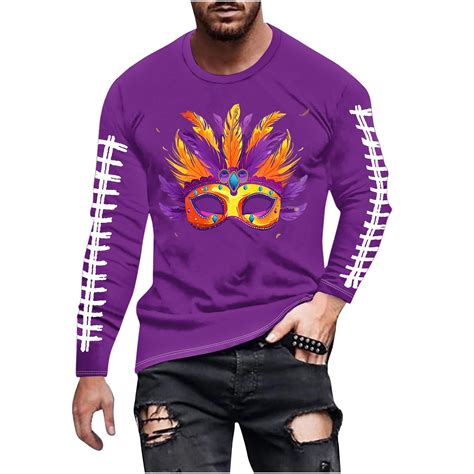 Awdenio Mens Shirts Mardi Gras Shirt Mask Graphic Tshirt Crazy Parade ...