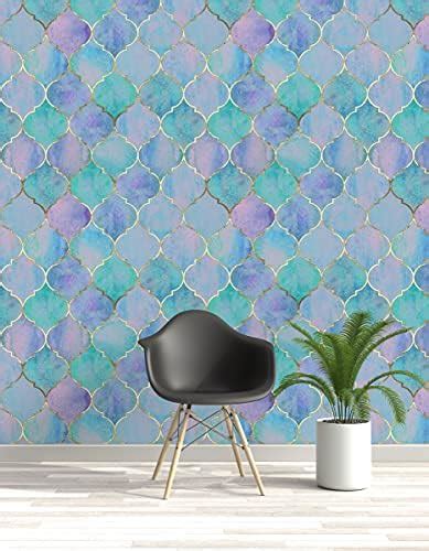 DWELLSINDIA Moroccan Pattern Self Adhesive Wallpaper (Dark Aqua, W: 16. ...