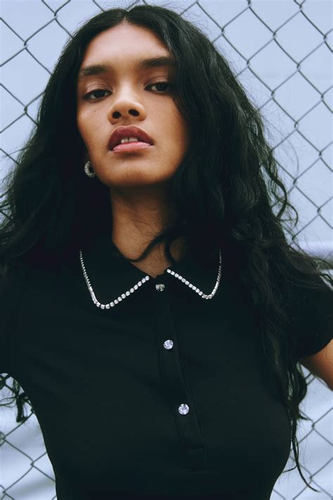 Rhinestone-detail polo shirt - Black - Ladies | H&M IN