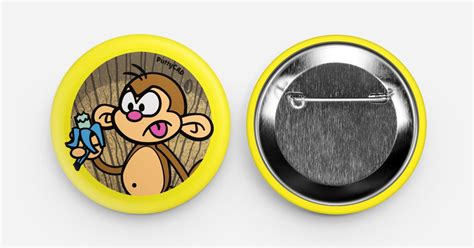 Oo Monkey Blue Banana by PuttyCAD | 57 mm Round badges | Sticker Mule India