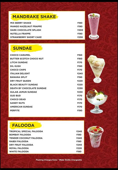 Menu at Tropical Cafe & Creamery, Srinagar
