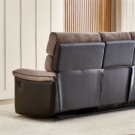 Buy Cristian Fabric 3-Seater Recliner with Left Chaise - Brown from ...