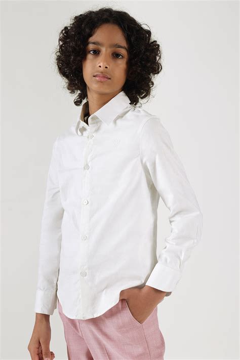 Buy Boys White Regular fit Full sleeve Solid Shirt | One Friday
