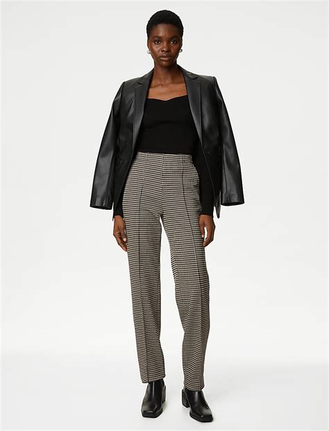 Buy Twill Jersey Houndstooth Pintuck Trousers at Marks & Spencer
