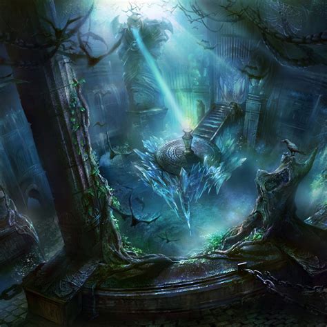 Download wallpaper ice, bird, magic, building, web, art, chain, columns ...