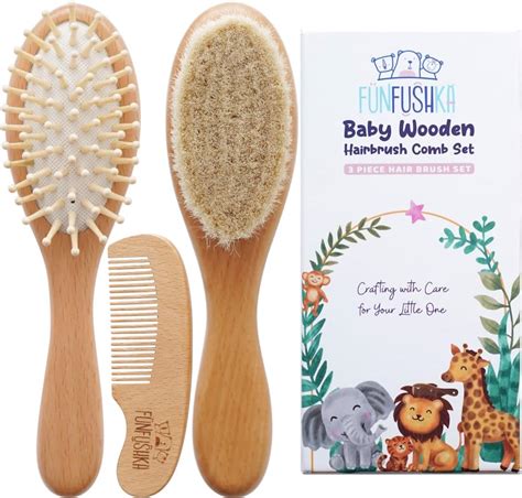 Amazon.com: Funfushka Baby Wooden Hair Brush and Comb Set for Newborn ...