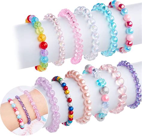 Amazon.com: Lorfancy 12 Pcs Girls Beaded Bracelets Rainbow Baby Toddler ...