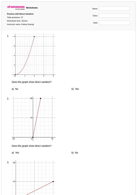 50+ Direct Variation worksheets for Class 7 on Wayground | Free & Printable