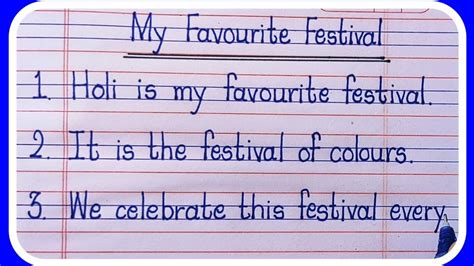 10 lines Simple Essay on My Favourite Festival Holi in English writing ...