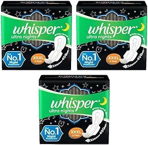 Buy Whisper Ultra Night Sanitary Pads for Women, XXXL+ 4+4+4 Sanitary ...
