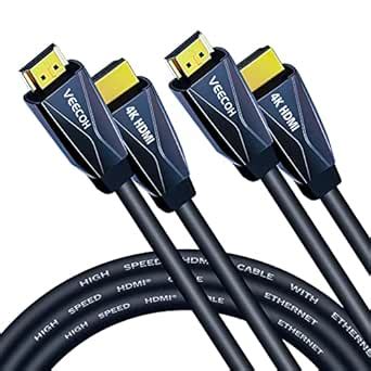 VEECOH 4k HDMI Cable 10FT/3M 2-Pack,Ultra High Speed Hdmi Cables 2.0 ...