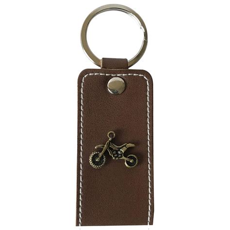 Design Pink Brown Leather Keychain with Brass Bike Icon & Key Ring ...